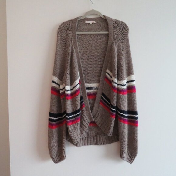 XIRENA Lander Striped Open Front Alpaca Blend Cardigan Bohemian Comfy - Size M - Picture 2 of 13